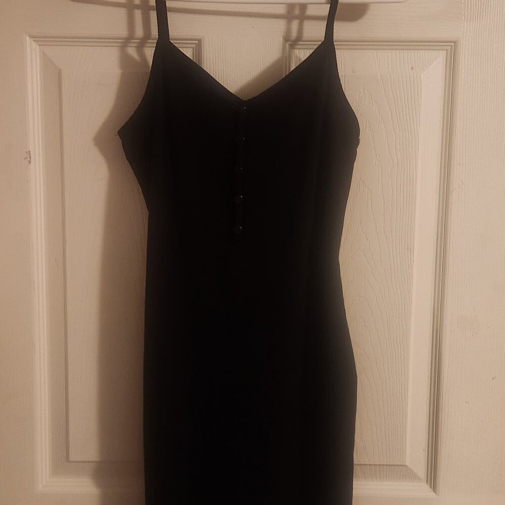 Black Button-Front Cami Mini Dress